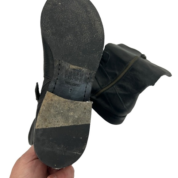 EILEEN FISHER Black Leather Moto Boots with Straps and Side Zips Size 7 - Picture 2 of 9